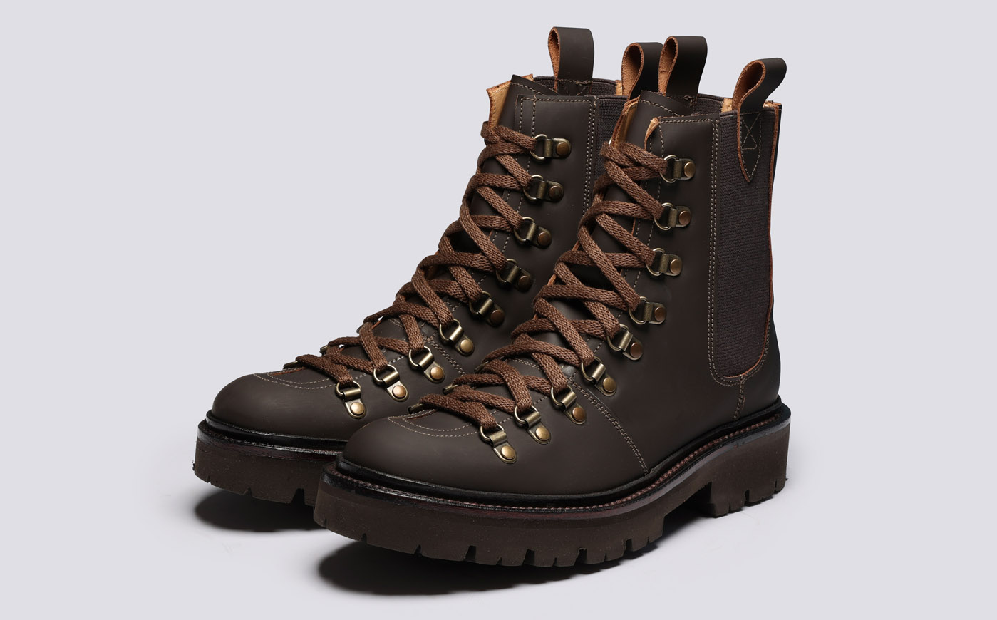 Nanette Pull On Womens Hiker Boots Brown Rubberised Leather