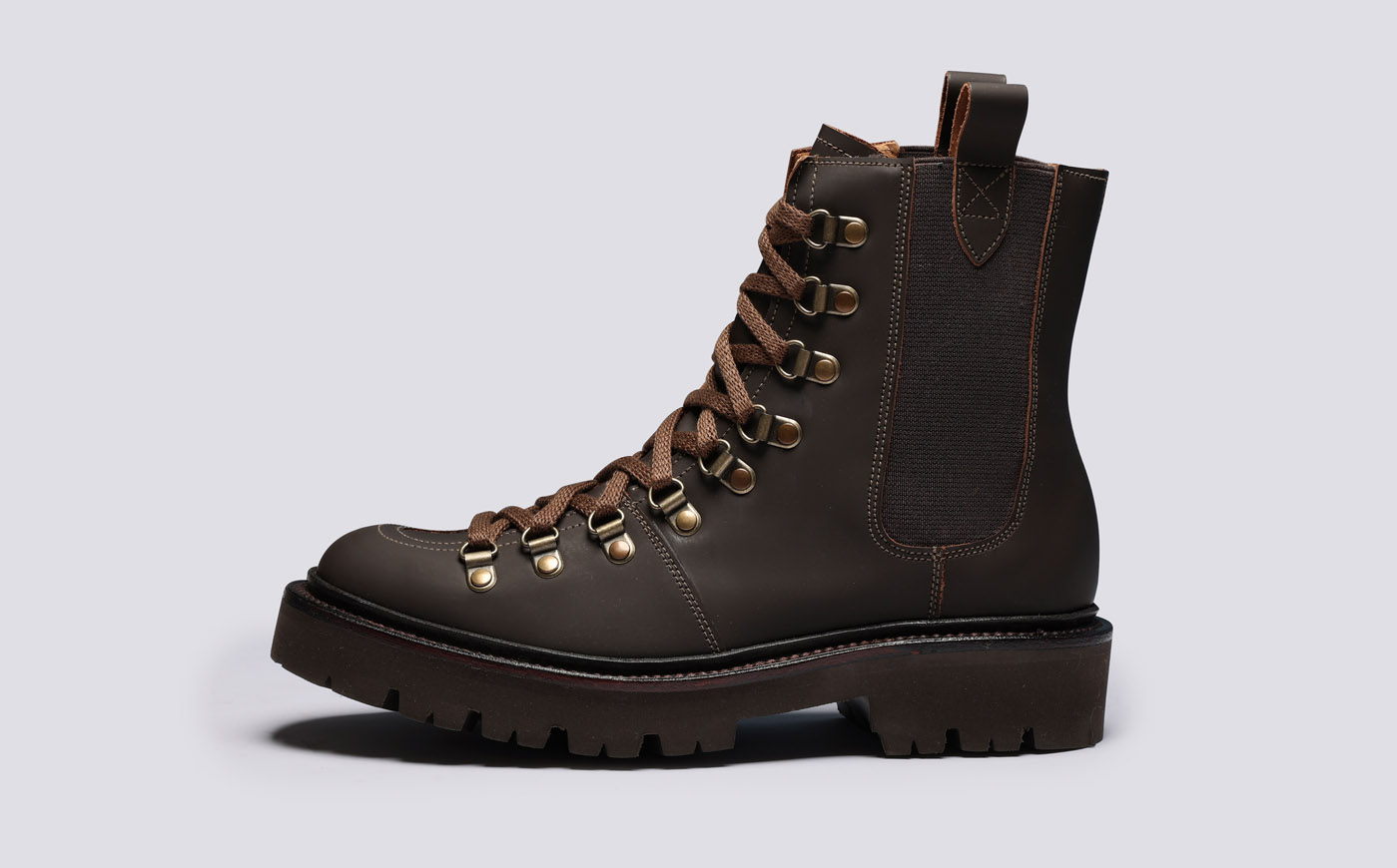 Nanette Pull On Womens Hiker Boots Brown Rubberised Leather Grenson