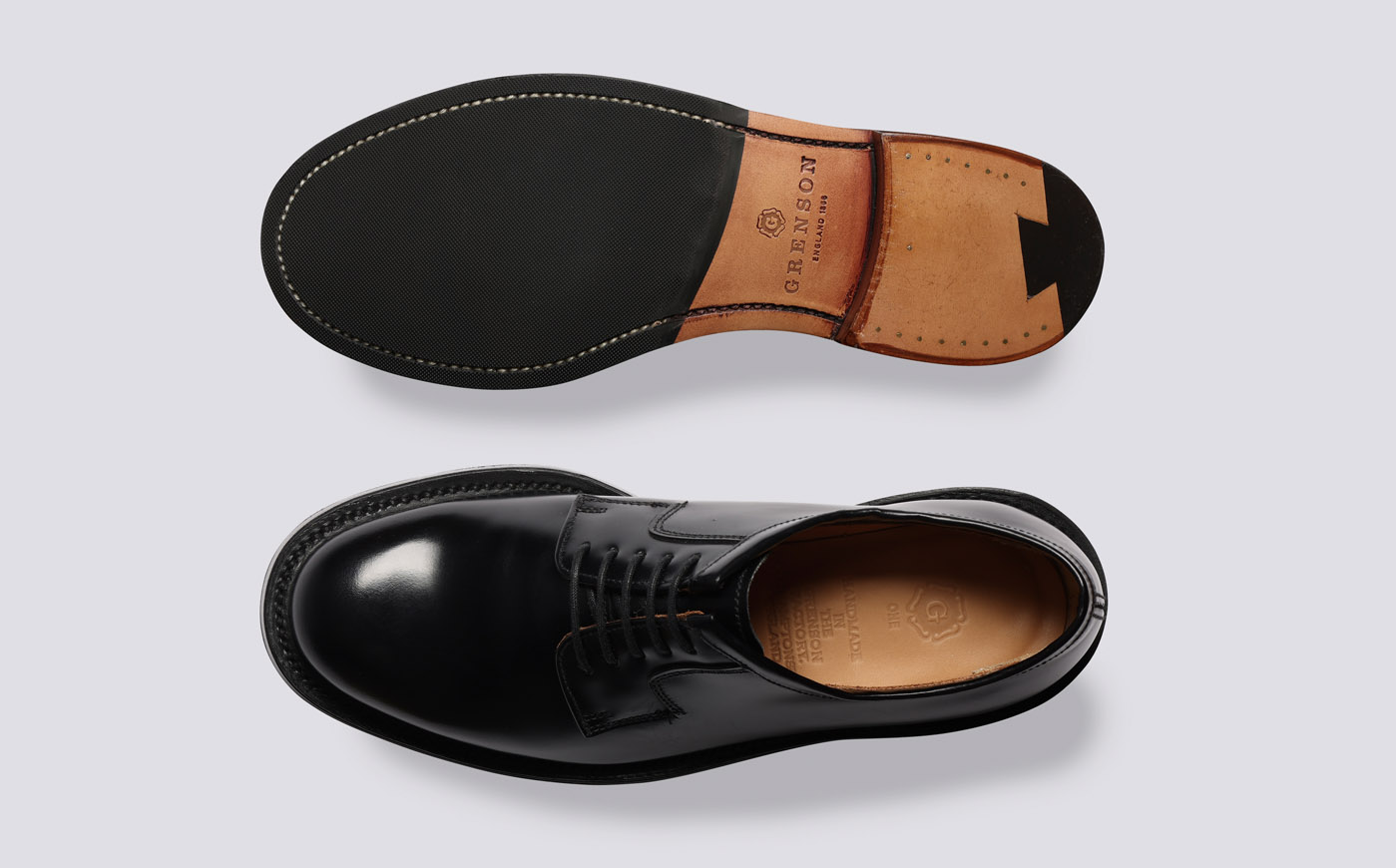 Camden Womens Derby Shoes in Black Leather
