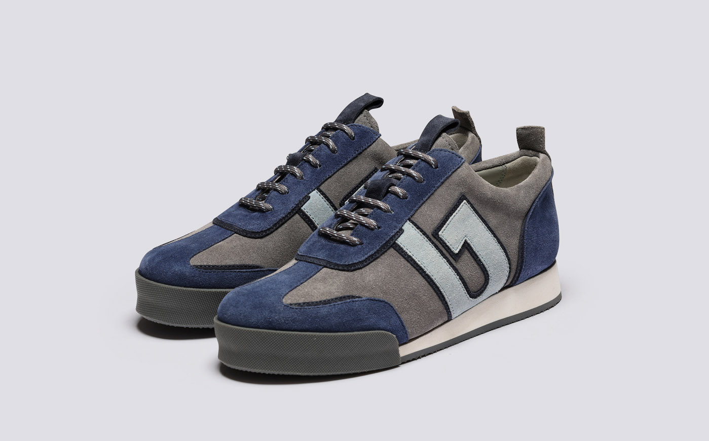 Sneaker 51 Womens Trainers in Grey and Blue Suede Grenson