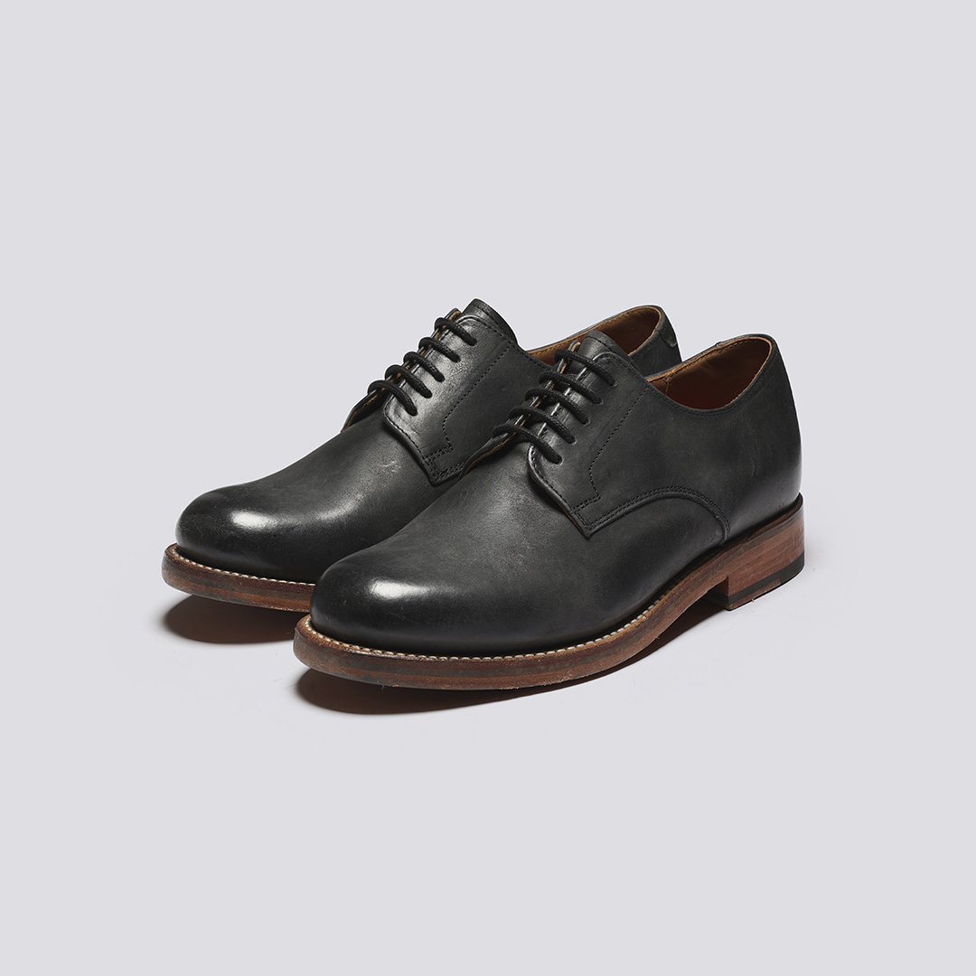 Evie Womens Derby Shoes in Black Nubuck Grenson