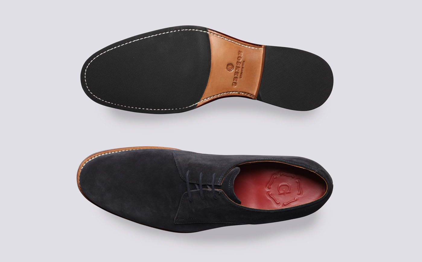 Gardner Mens Derby Shoes in Navy Suede Grenson