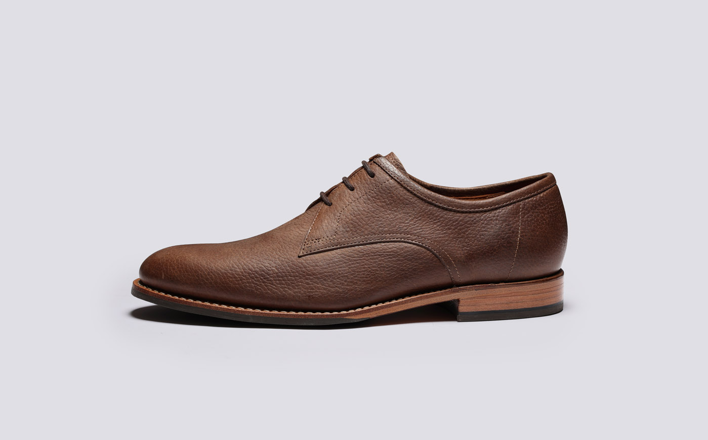 Lennie Mens Derby Shoes in Brown Natural Grain Grenson