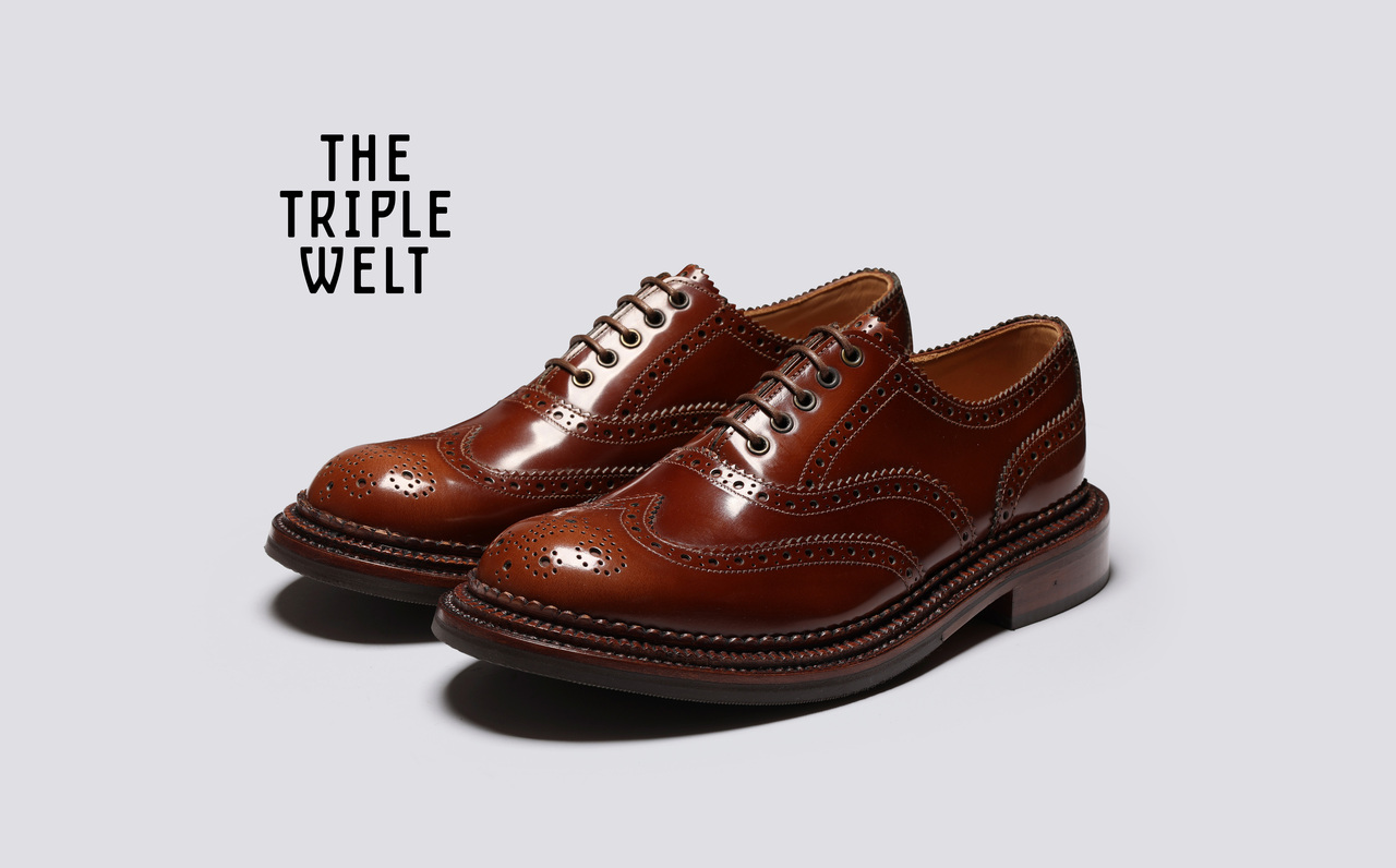 Dominic Mens Brogues in Brown with Triple Welt Grenson