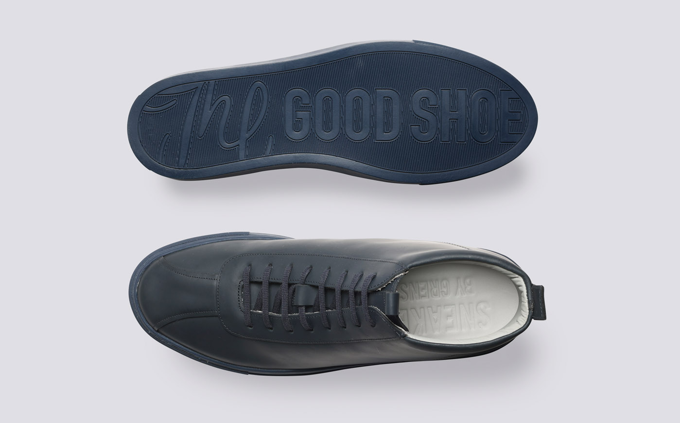 Sneaker 6 Mens Hi Top Sneakers in Blue Rubberised Leather Grenson