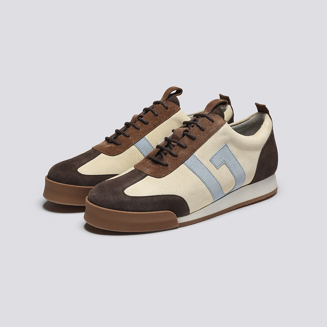 Mens Sneaker 51 Mens Trainers in Beige and Brown Suede Grenson