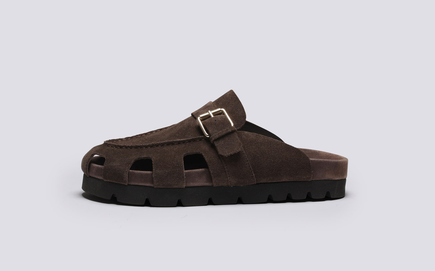 Dale Clog Sandals for Men in Brown Suede Grenson