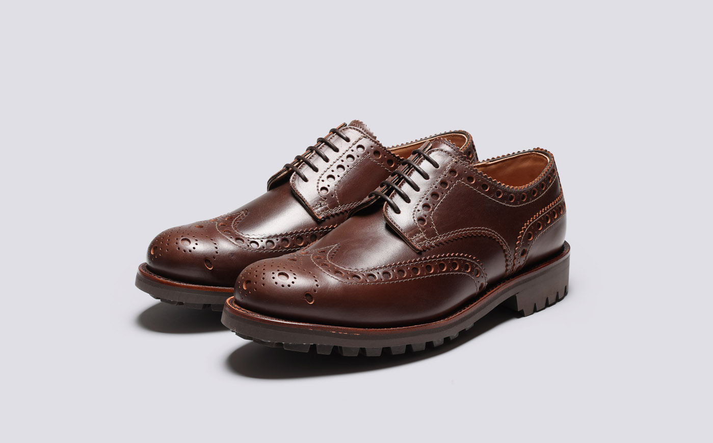 Archie Mens Brogues in Brown Leather Grenson