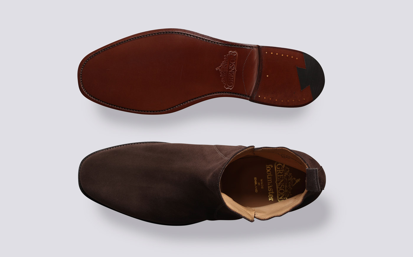 Shoe 11 Mens Chelsea Boots in Dark Brown Suede Grenson
