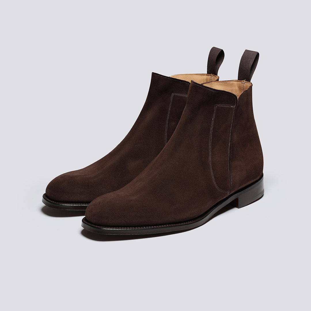 Shoe 11 Mens Chelsea Boots in Dark Brown Suede Grenson