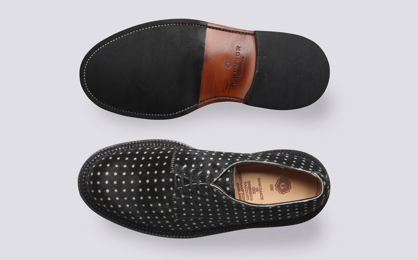 Curt Mens Triple Welt Derby Shoes in Black Hair on Hide Grenson