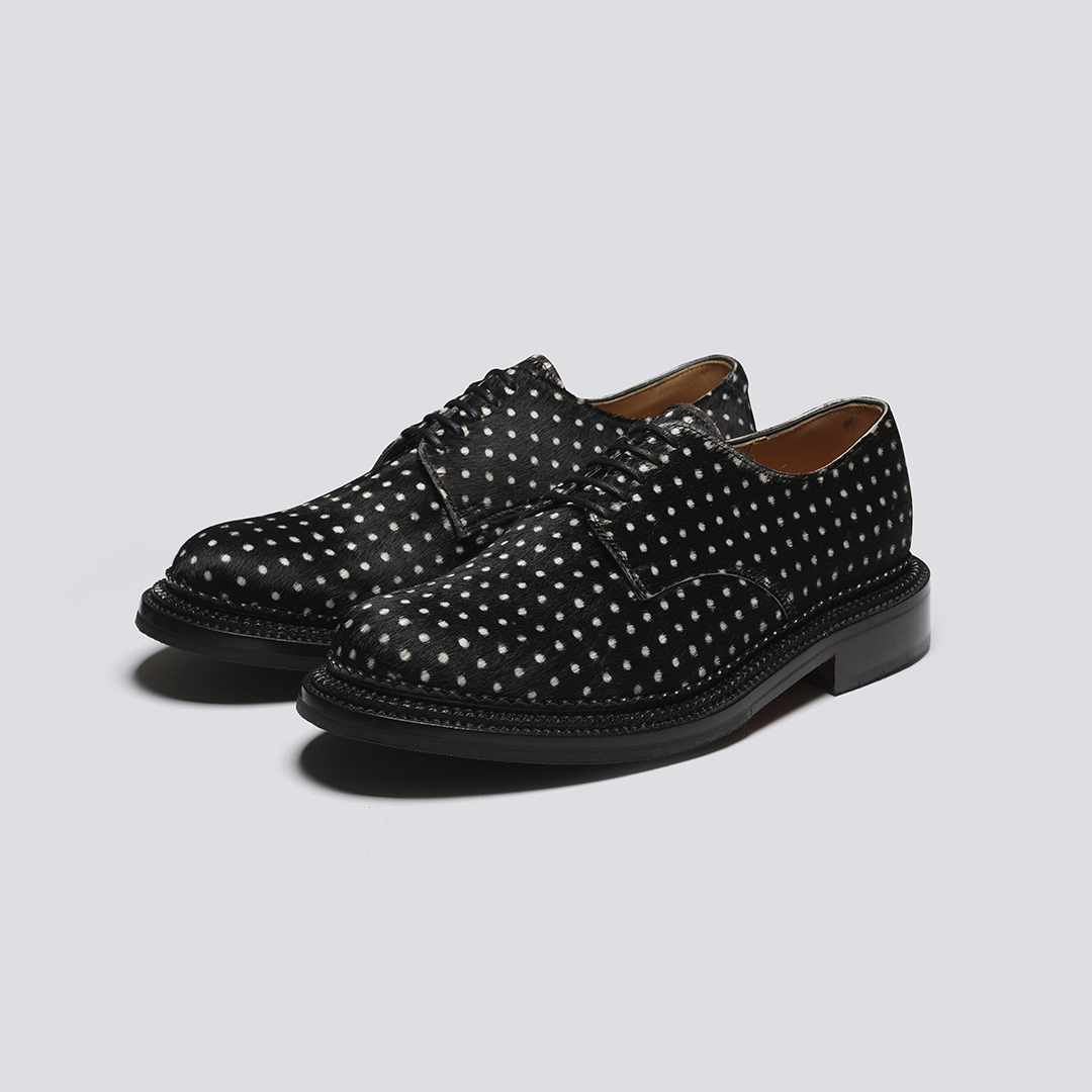 Curt Mens Triple Welt Derby Shoes in Black Hair on Hide Grenson
