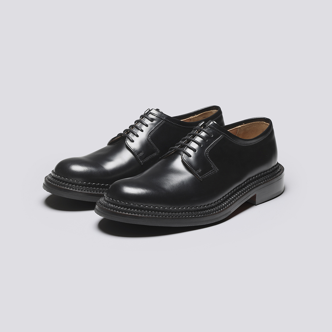 Camden Mens Triple Welt Shoes in Black Leather Grenson
