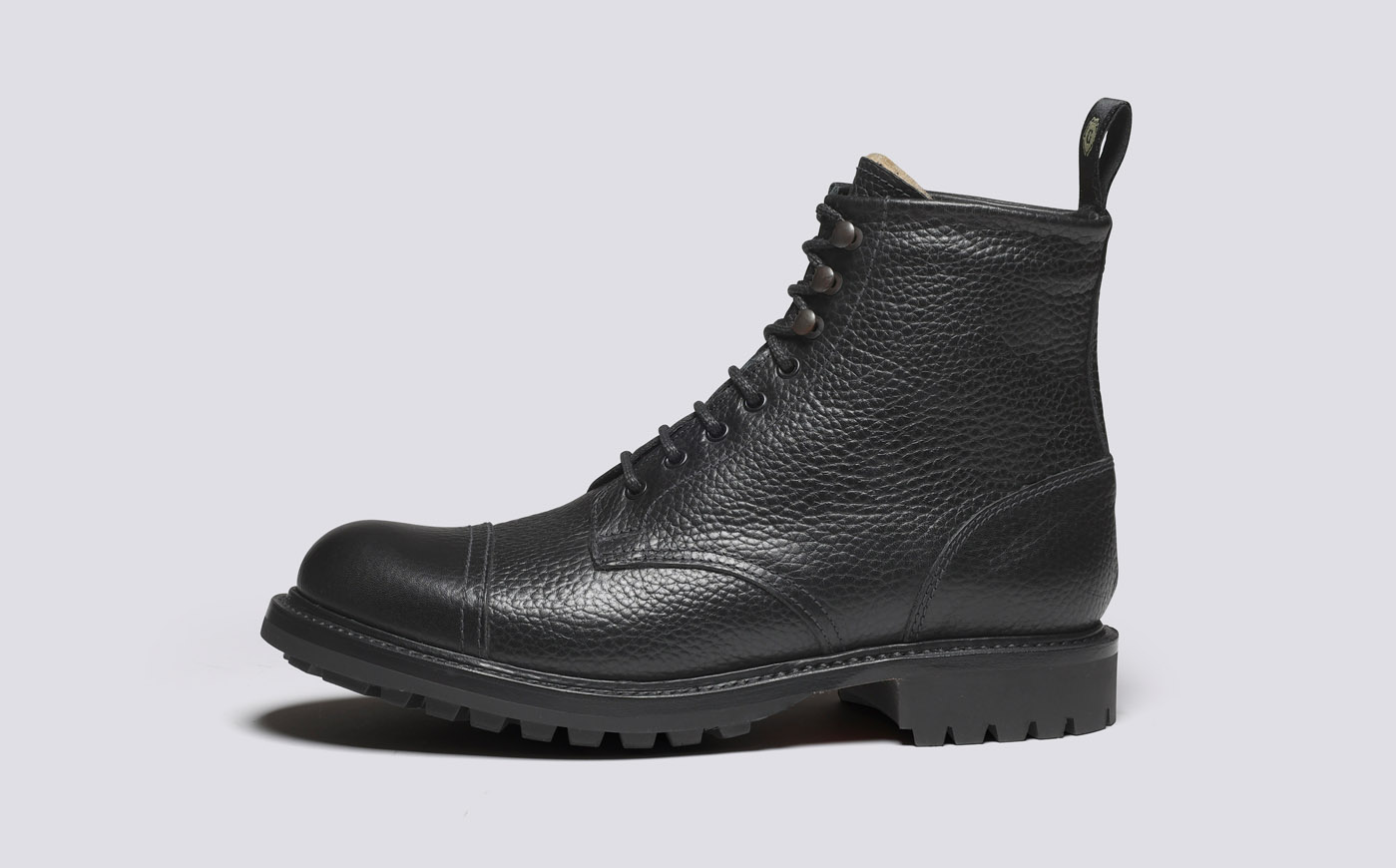 Grenson x Belstaff 3 Mens Boots in Black Grain and Shearling