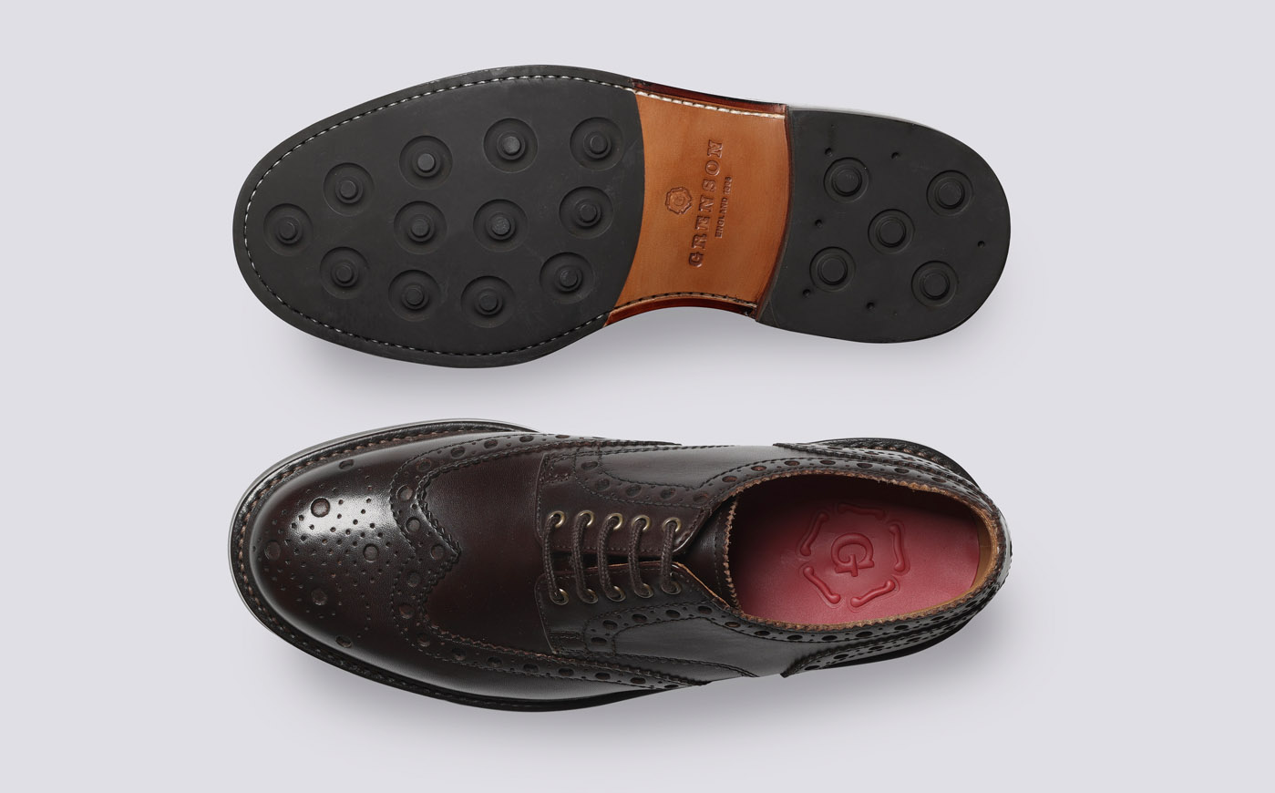 Archie Mens Brogues in Dark Brown Leather Grenson