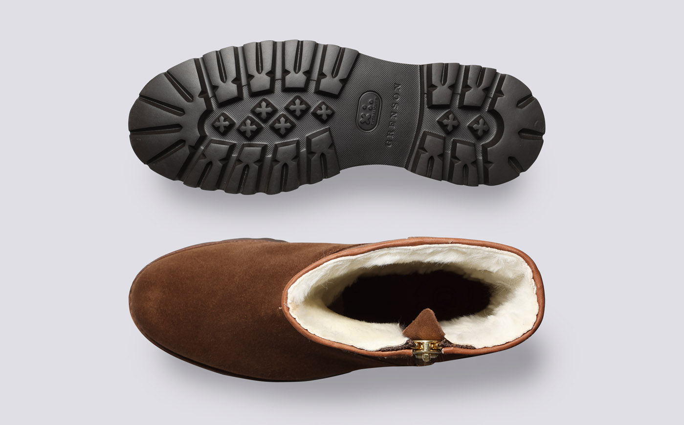 Marge Womens Boots in Brown Suede with Shearling Grenson