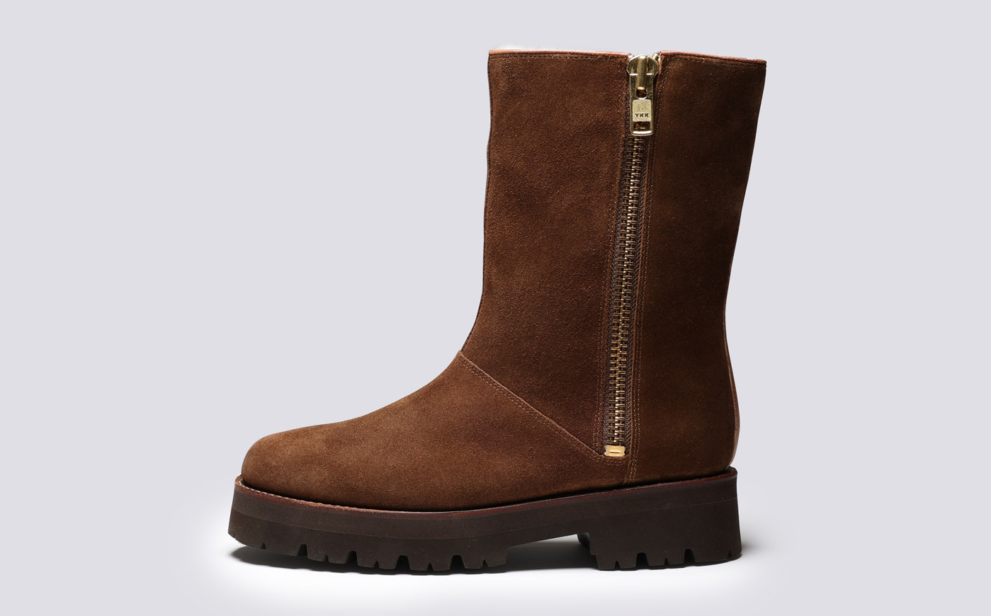 Marge Womens Boots in Brown Suede with Shearling Grenson