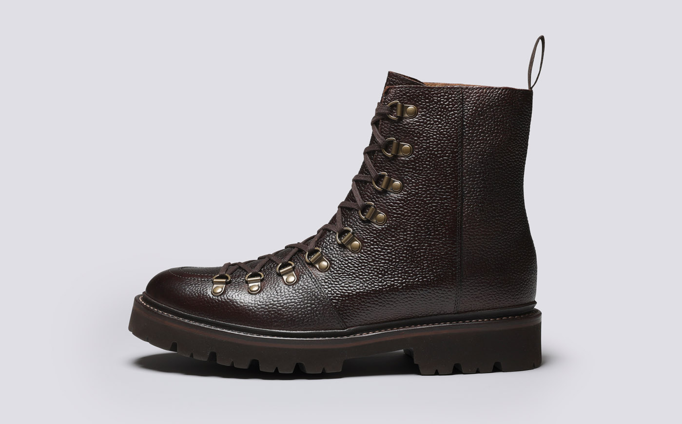 Brady Mens Hiker Boots in Dark Brown Leather Grenson