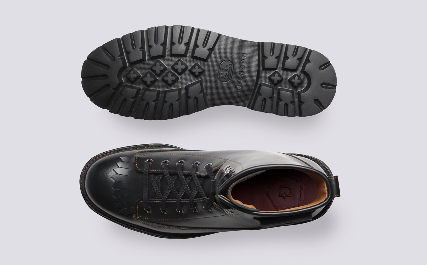 Edison Mens Boots in Black Leather Grenson