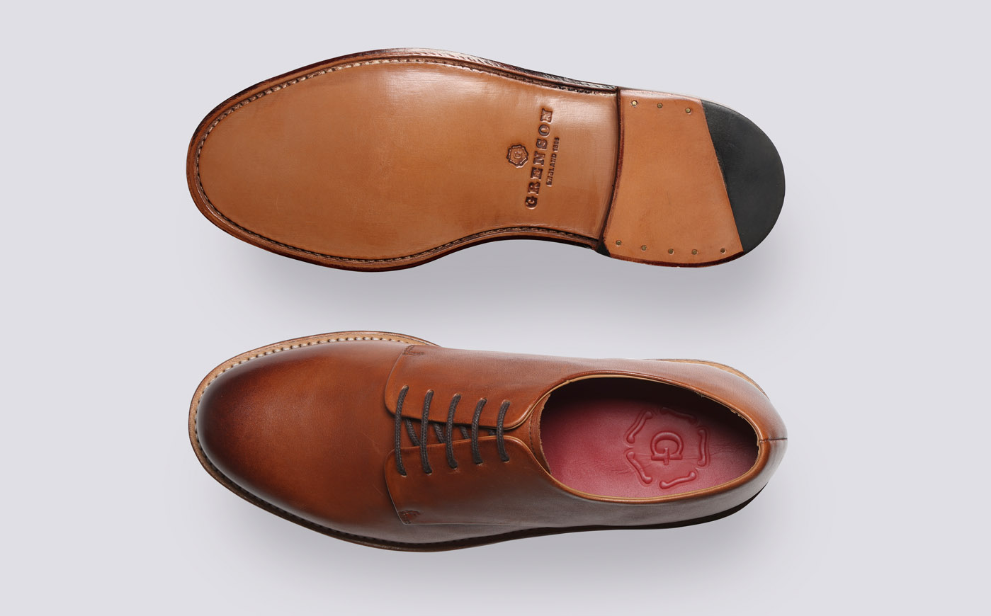 Langston Mens Derby Shoes in Tan Leather Grenson