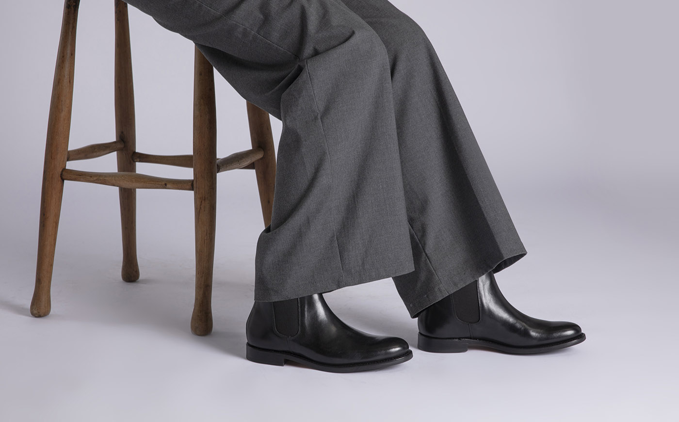 Grace Womens Chelsea Boots in Black Leather Grenson
