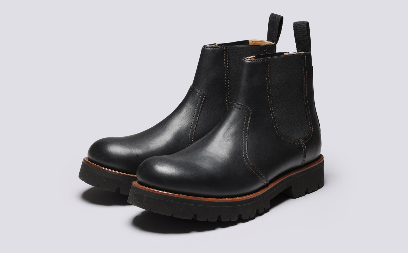 Latimer Mens Chelsea Boots in Black Leather Grenson