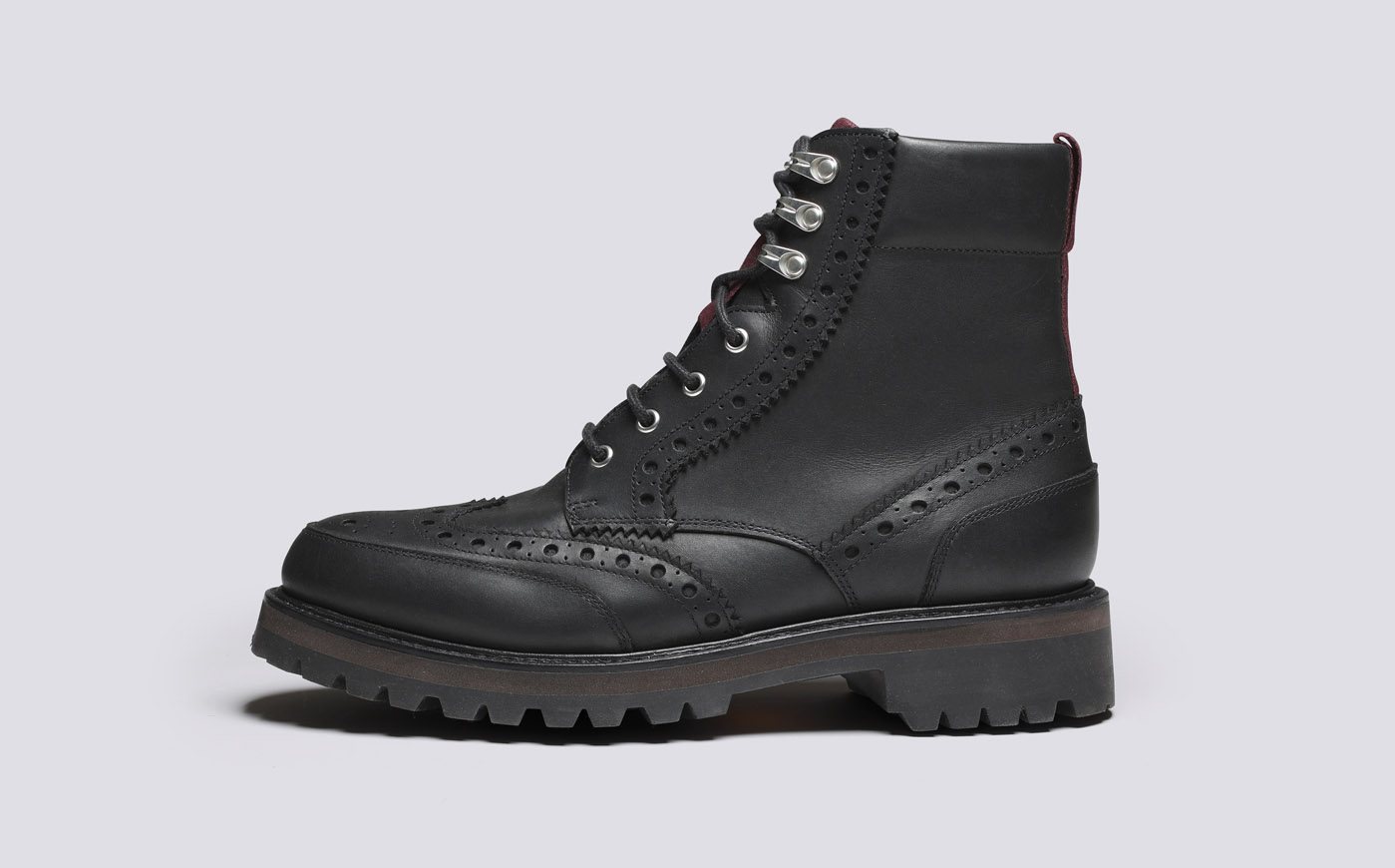 Fred WP Mens Brogue Boots in Black Waterproof Grenson