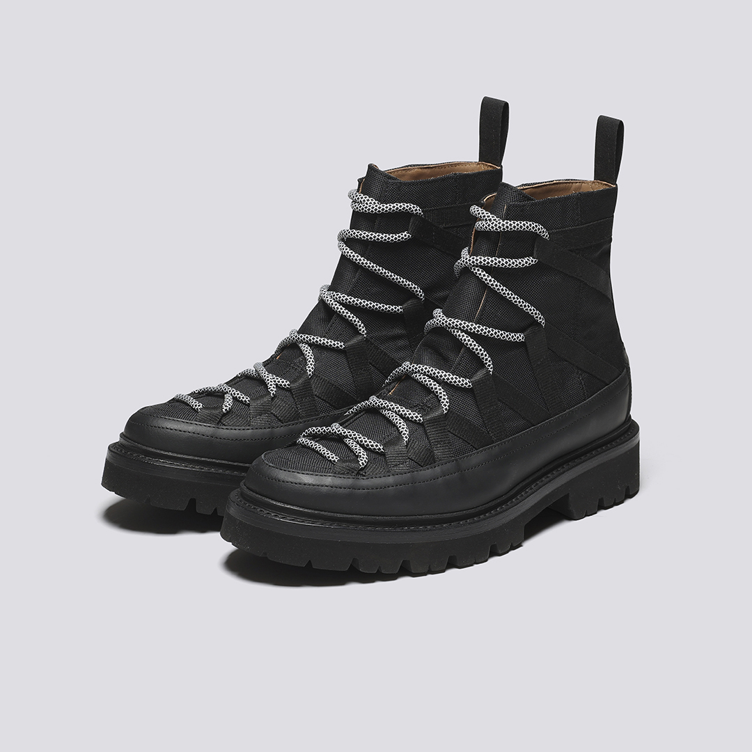 Jeanette Womens Hiker Boots in Black Canvas Grenson