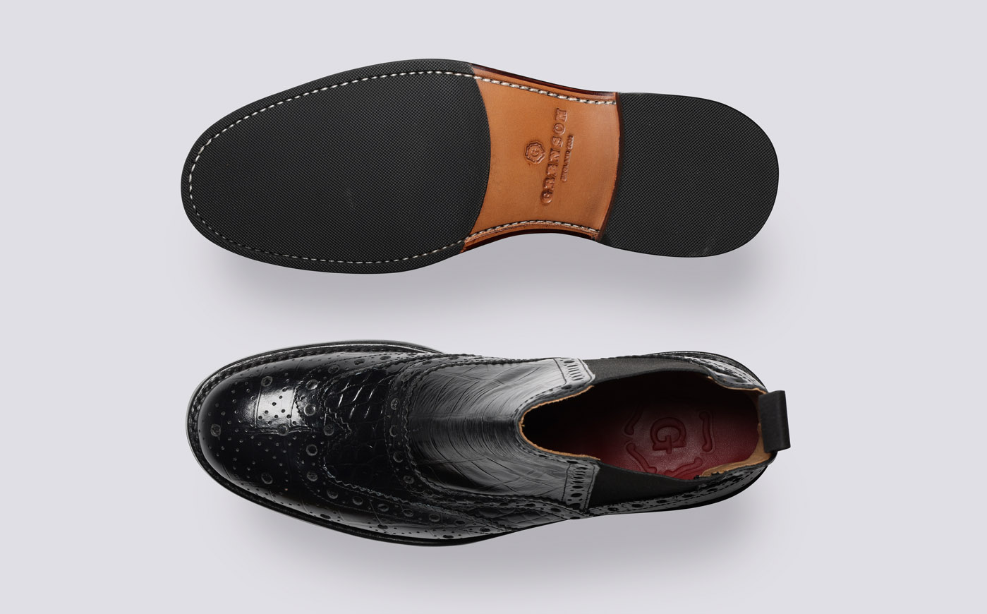 Liv Womens Chelsea Boots in Black Printed Leather Grenson
