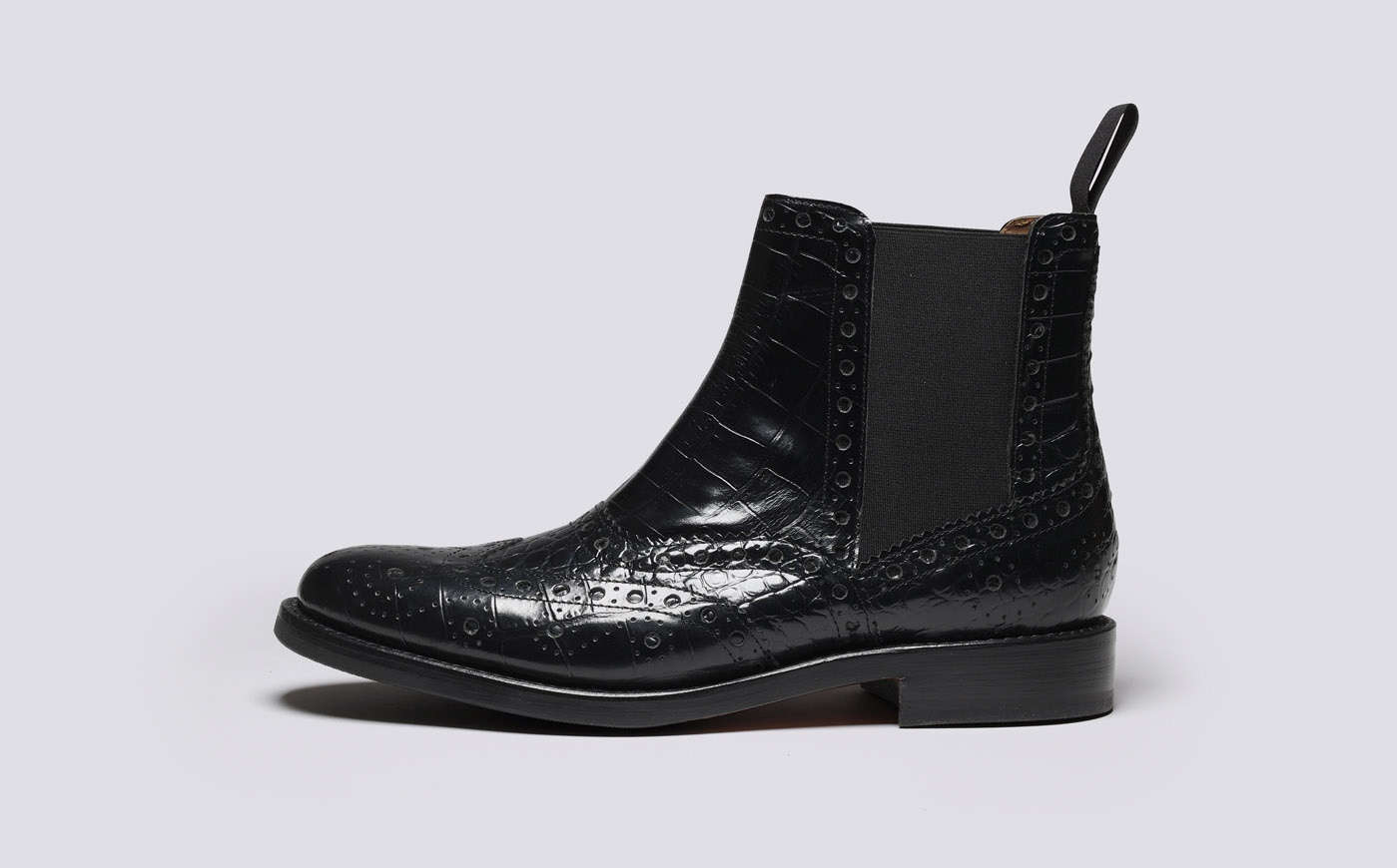 Liv Womens Chelsea Boots in Black Printed Leather Grenson