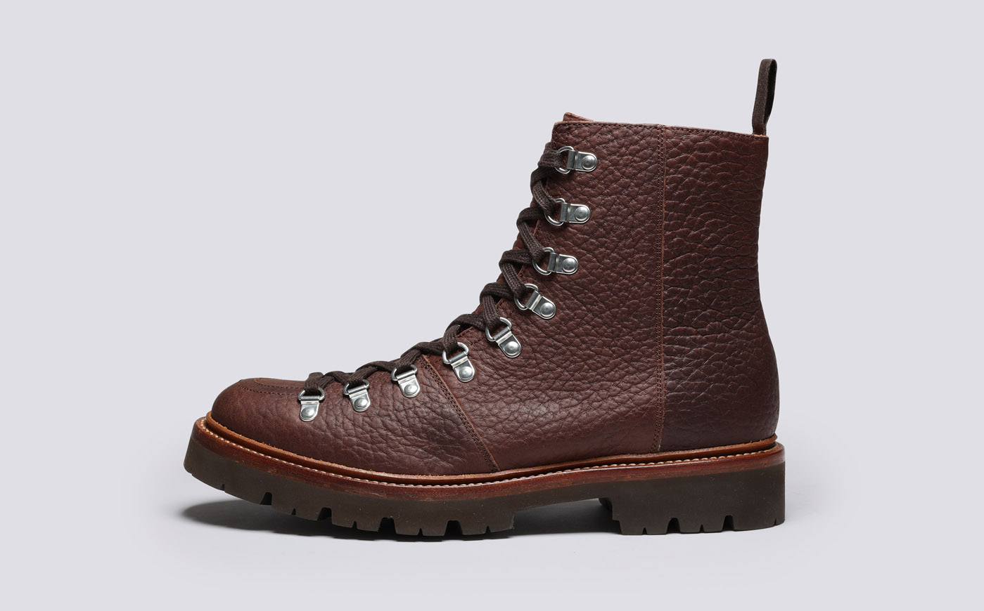 Brady Mens Hiker Boots in Brown Grain Leather Grenson