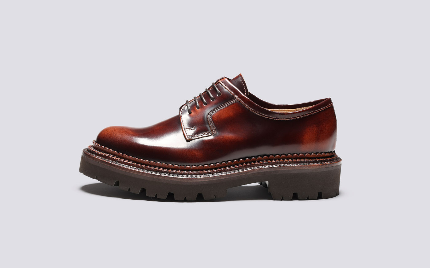 Camden | Womens Triple Welt Shoes in Brick Rub Off Leather