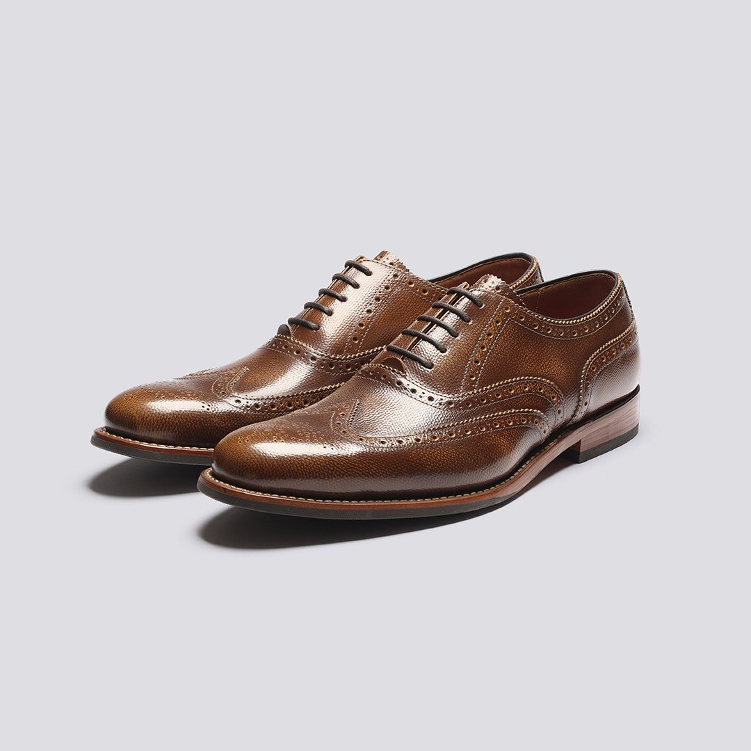 Dylan Mens Brogues in Tan Grain Leather Grenson