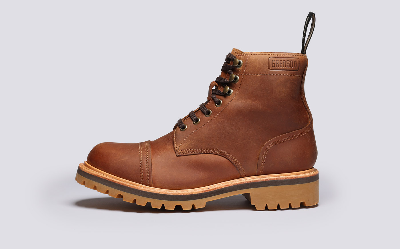 Radley Mens Waterproof Boots in Dark Tan Pull Up Grenson