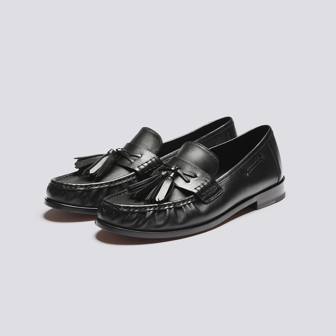 Omar | Mens Tassel Moccasin Loafers in Black Leather | Grenson display picture 3