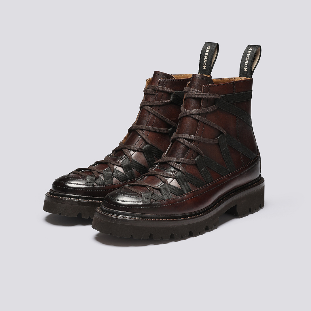 Jeanette | Womens Hiker Boots in Dark Brown Leather | Grenson