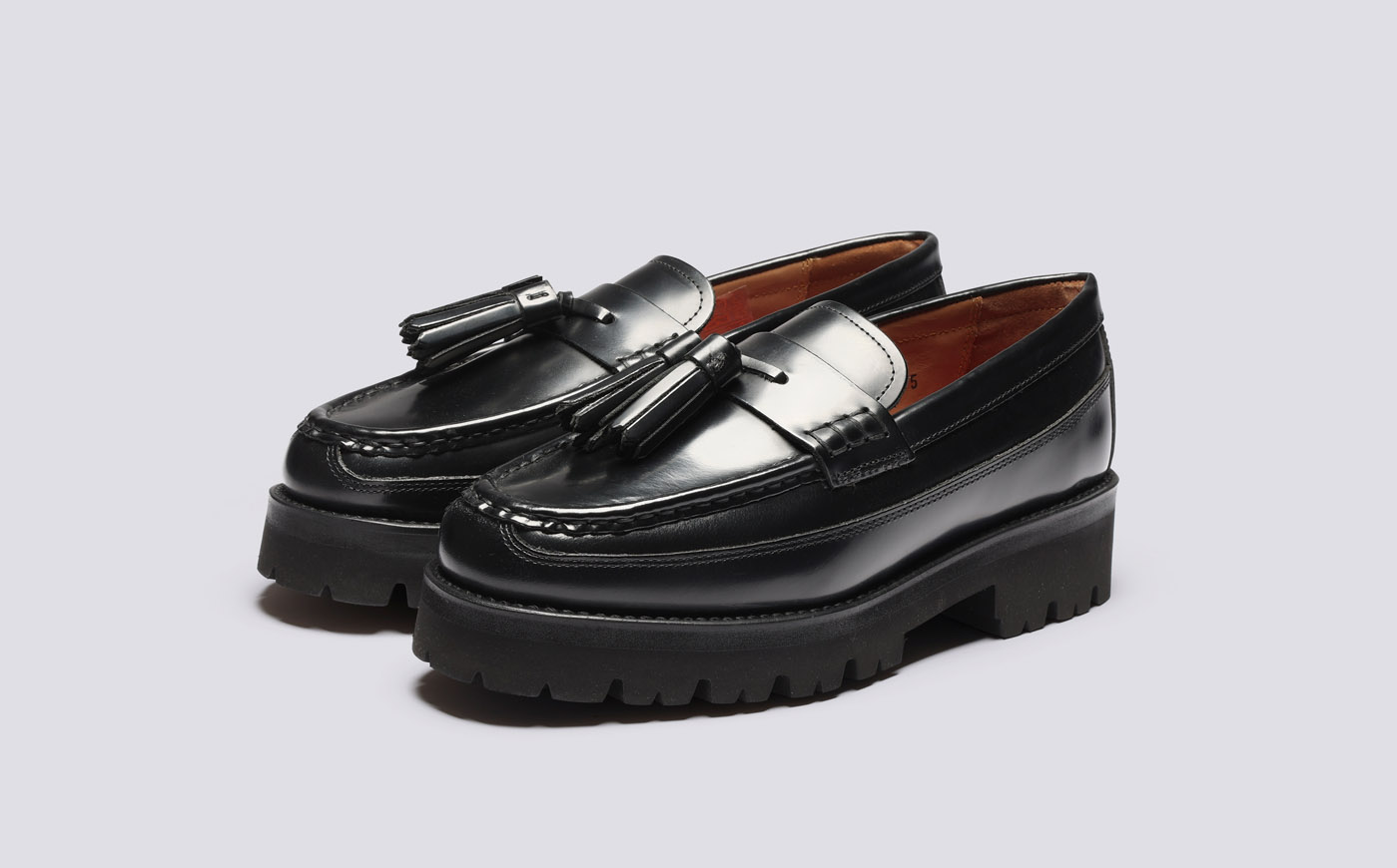 Bethany Womens Loafers in Black Leather Grenson