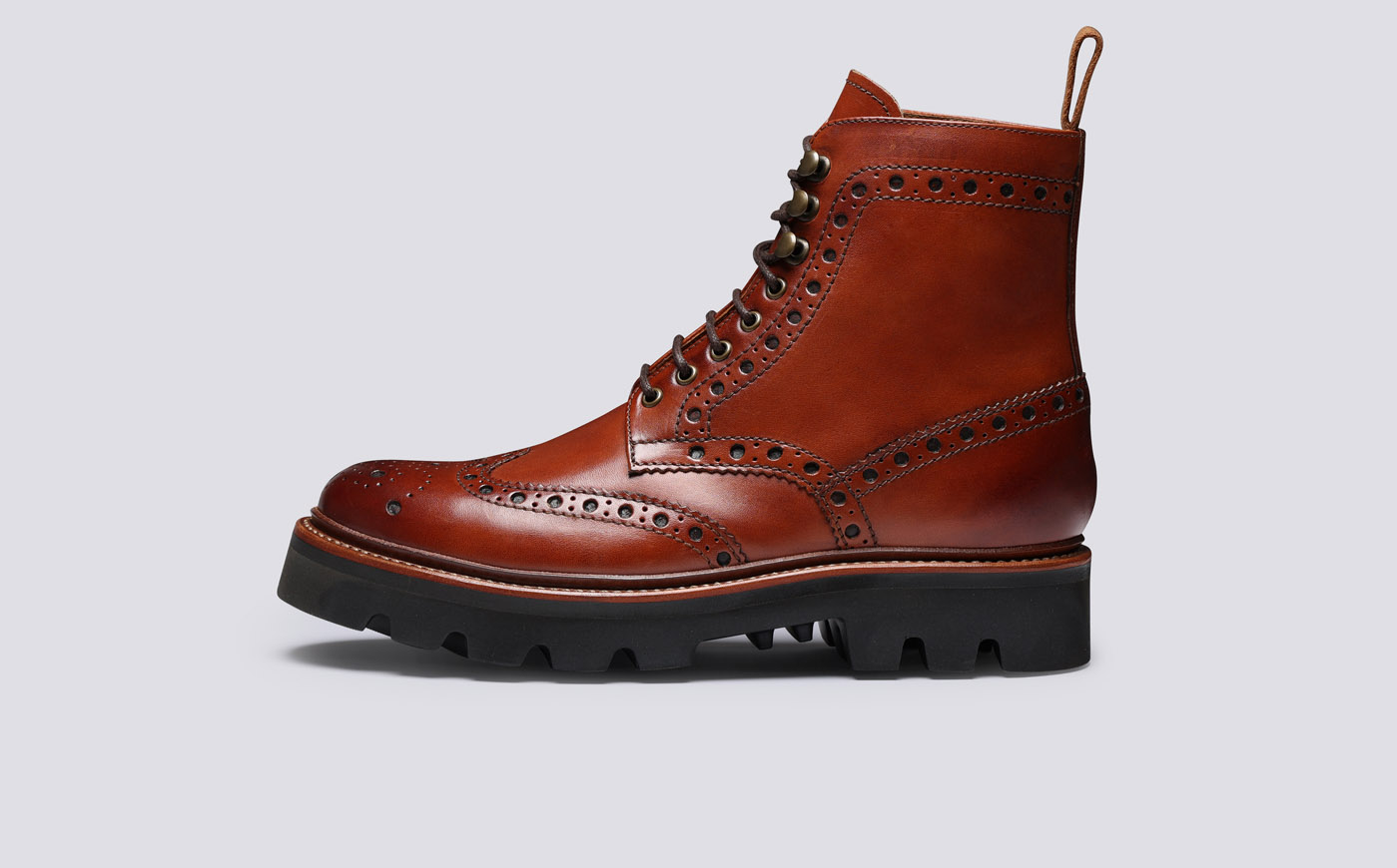 Fred Mens Boots in Tan Handpainted Leather Grenson