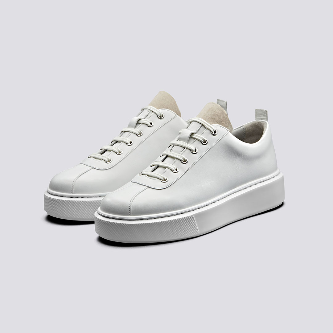 Womens Sneakers in White Leather Suede 