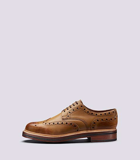 Grenson Archie Men's Brogue in Tan on Chunky Leather Sole